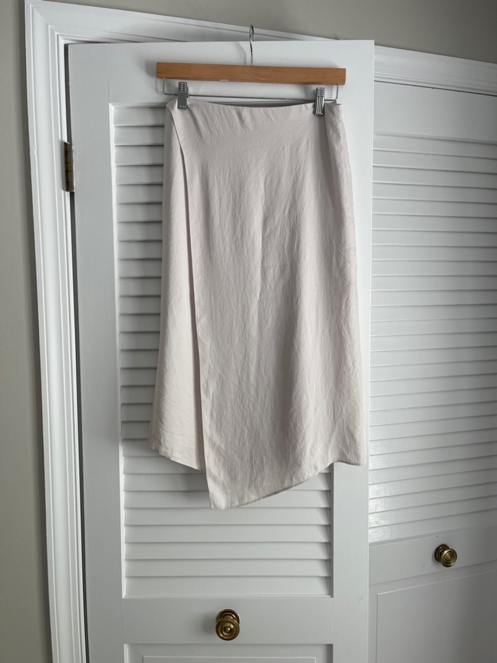 Vince Soft Cream Asymmetric Midi Skirt